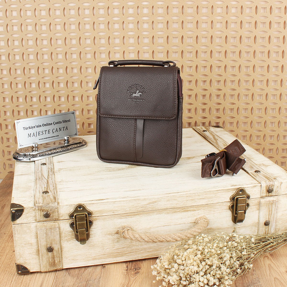 west polo küçük boy kahverengi erkek el çantası